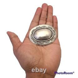 Fred harvey Vintage huge Sterling Silver Concho Hand Stamped ingot pin Brooch