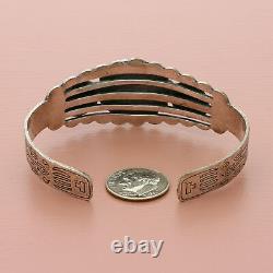 Fred harvey era coin silver southwestern turquoise cuff bracelet size 6.25in