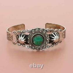 Fred harvey era coin silver turquoise cuff bracelet size 6.25in