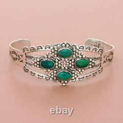 Fred harvey era coin silver vintage turquoise cuff bracelet size 6.75in
