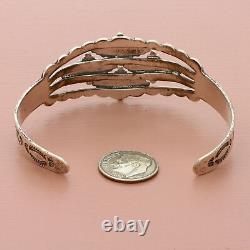 Fred harvey era coin silver vintage turquoise cuff bracelet size 6.75in