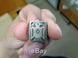 Fred harvey era sterling silver bell trading post thunderbird ring size 10