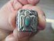 Fred Harvey Era Sterling Silver Turquoise Bell Trading Post Thunderbird Ring
