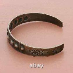 Fred harvey era sterling silver vintage stamped dog cuff bracelet size 7in