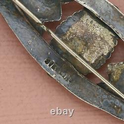 Fred harvey era sterling silver vintage stamped turquoise bar brooch
