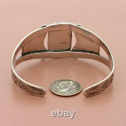 Fred harvey era sterling silver vtg southwest turquoise cuff bracelet size 6in