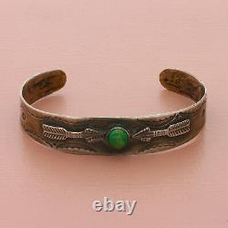 Fred harvey sterling silver vintage turquoise arrows cuff bracelet size 6.25in