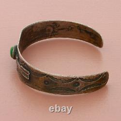Fred harvey sterling silver vintage turquoise arrows cuff bracelet size 6.25in