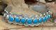 Gorgeous Vintage Zuni Navajo Bright Turquoise Coin Silver Bracelet Fred Harvey