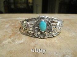 Gem Fred Harvey Era Navajo Sterling Turquoise Thunderbird Shield Bracelet