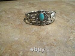 Gem Fred Harvey Era Navajo Sterling Turquoise Thunderbird Shield Bracelet