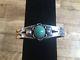 Genuine Turquoise And Silver Vintage Southwestern Cuff, Fred Harvey Era