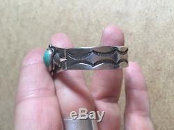 Genuine turquoise and silver vintage southwestern cuff, Fred Harvey era