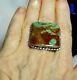 Gorgeous Large Fred Harvey Era Sterling Silver Turquooise Slab Ring