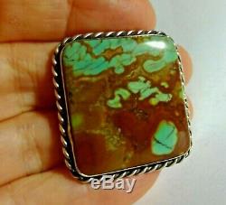 Gorgeous LARGE Fred Harvey Era Sterling Silver TURQUOOISE SLAB Ring