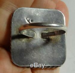 Gorgeous LARGE Fred Harvey Era Sterling Silver TURQUOOISE SLAB Ring
