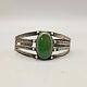 Great Old, Fred Harvey Era Green Turquoise And Sterling Silver Cuff Bracelet