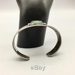 Great Old, Fred Harvey Era Green Turquoise and Sterling Silver Cuff Bracelet