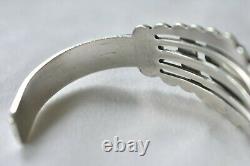 Great Vintage Fred Harvey Era Stamped Coin Silver Turquoise Arrow Cuff Bracelet