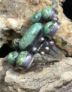 HUGE! 1930s Fred Harvey Era Sterling Silver & Carico Lake Turquoise Ring, 26.5g