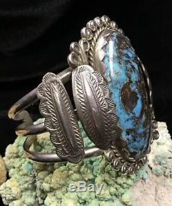 HUGE! Old Pawn, Fred Harvey Era Sterling Silver & Turquoise Cuff Bracelet, 79.1g