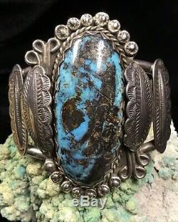 HUGE! Old Pawn, Fred Harvey Era Sterling Silver & Turquoise Cuff Bracelet, 79.1g
