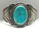 Heavy Fred Harvey Style Blue Turquoise Sterling Silver Cuff Bracelet 61 Grams