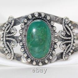 Heavy Sterling Silver FRED HARVEY ERA Turquoise Cuff Bracelet 7
