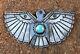 Huge 4.25 Fred Harvey Navajo Thunderbird Blue Gem Turquoise Sterling Silver Pin