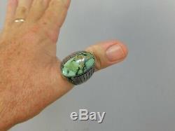 Huge Antique Fred Harvey Era Old Pawn Native American Silver and Turquoise Ring