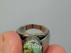 Huge Antique Fred Harvey Era Old Pawn Native American Silver and Turquoise Ring