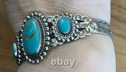 JANE POPOVITCH JP Native American Sterling Turquoise Bracelet Fred Harvey Era