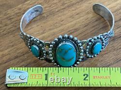 JANE POPOVITCH JP Native American Sterling Turquoise Bracelet Fred Harvey Era