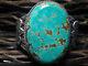 Large Fred Harvey Number 8 Turquoise Sterling Silver Cuff Bracelet 67 Grams