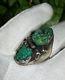Large Old Pawn Fred Harvey Era Navajo Sterling Silver And Turquoise Ring Size 10