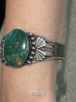 Large Vintage Fred Harvey Native American Vaughn's Sterling/Turquoise Cuff