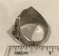 Large Vintage Fred Harvey Sterling Silver Thunderbird Mens Ring Size 10