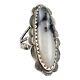 Long Vintage Fred Harvey Sterling Silver Moss Agate Ring Size 10.25