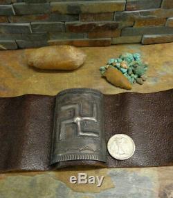 MUSEUM! HUGE 1920s NAVAJO SILVER WHIRLING LOG KETOH CUFF OLD PAWN FRED HARVEY