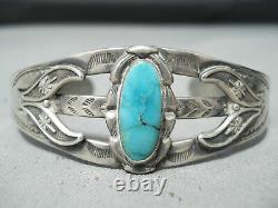 Marvelous Vintage Navajo Native American Turquoise Sterling Silver Bracelet