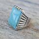 Men's Turquoise Ring Navajo Vintage Size 10 Sterling Silver Fred Harvey Era