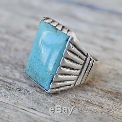 Men's Turquoise Ring NAVAJO Vintage Size 10 Sterling Silver Fred Harvey Era