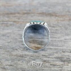 Men's Turquoise Ring NAVAJO Vintage Size 10 Sterling Silver Fred Harvey Era