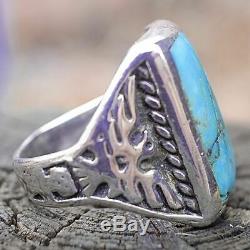 Mens Turquoise Ring Size 9.5 Fred Harvey Era Old Pawn NAVAJO Silver Southwest