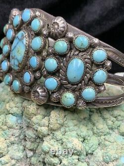 Museum Quality, 1940s Sterling Silver & Lone Mountain Turquoise Bracelet, 66.5g