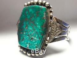Museum Quality Fred Harvey era Turquoise Sterling Silver cuff bracelet 85 gram