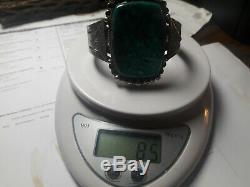 Museum Quality Fred Harvey era Turquoise Sterling Silver cuff bracelet 85 gram