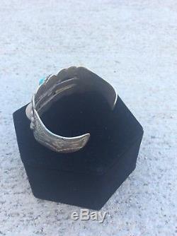 NAVAJOViINTAGE FRED HARVEY Era Sterling Silver and Turquoise Cuff Bracelet