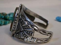 NAVAJO Fred Harvey Era ROYSTON TURQUOISE Stamped STERLING Silver 51g CUFF