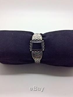 Native American Fred Harvey Era Sterling Silver Black Onyx Cuff Bracelet